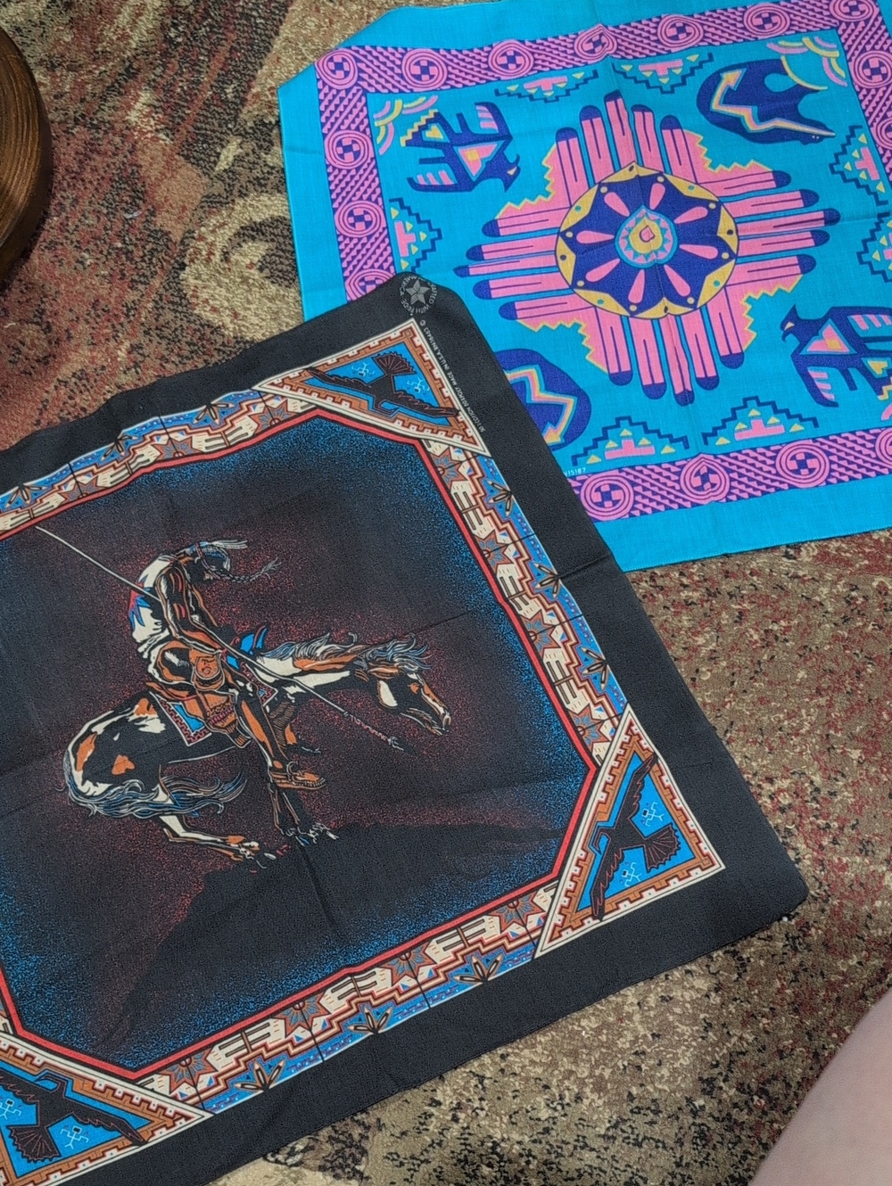 Western Horse Print Bandana & Colorful Geometric Bandana Set